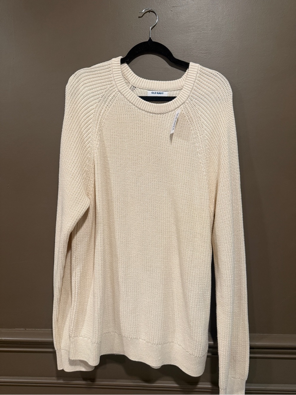 Old Navy Men's Cream Crewneck Knit Sweater